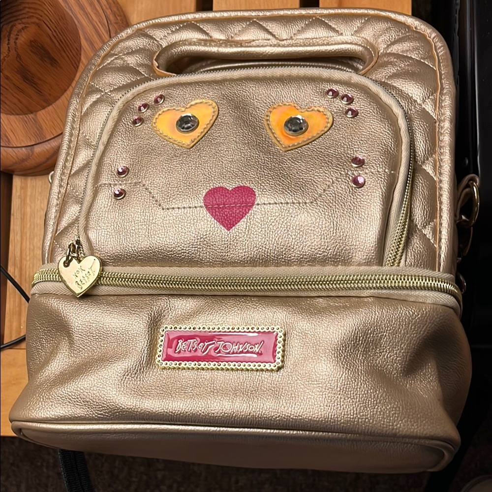 Betsey Johnson Gold Backpack/ Lunch Box